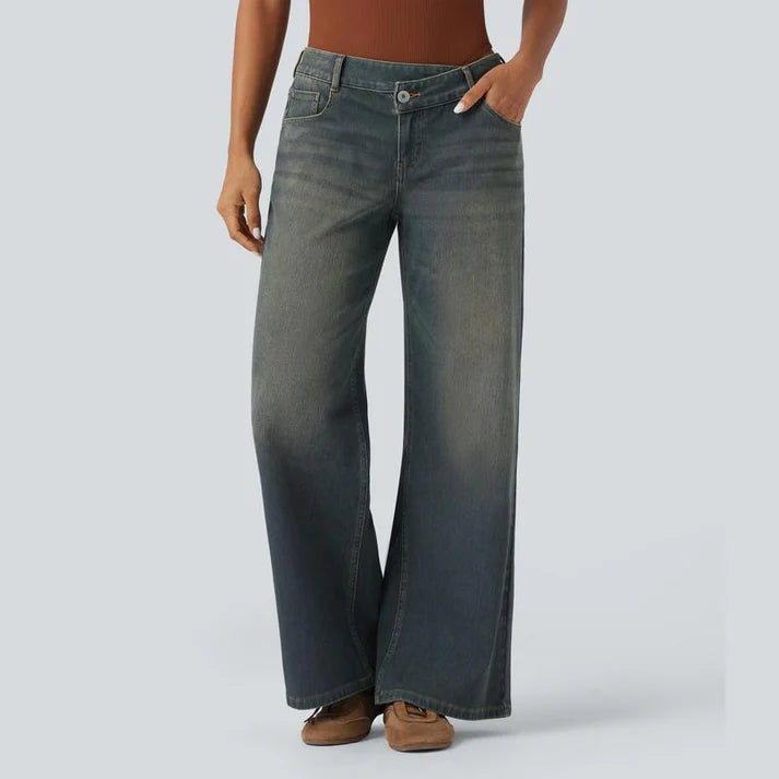 Lounge Flex PerfectFit™ Asymmetric Baggy Wide-Leg Jeans