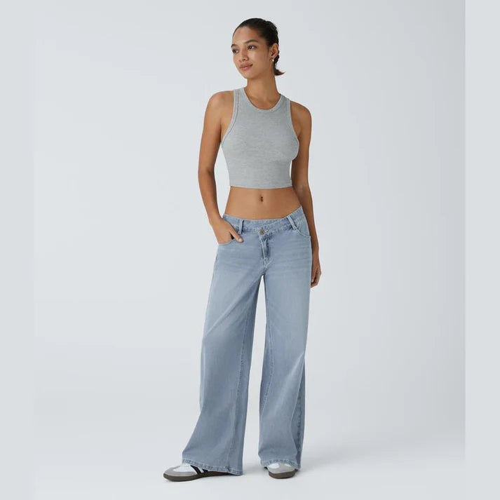 Lounge Flex PerfectFit™ Asymmetric Baggy Wide-Leg Jeans