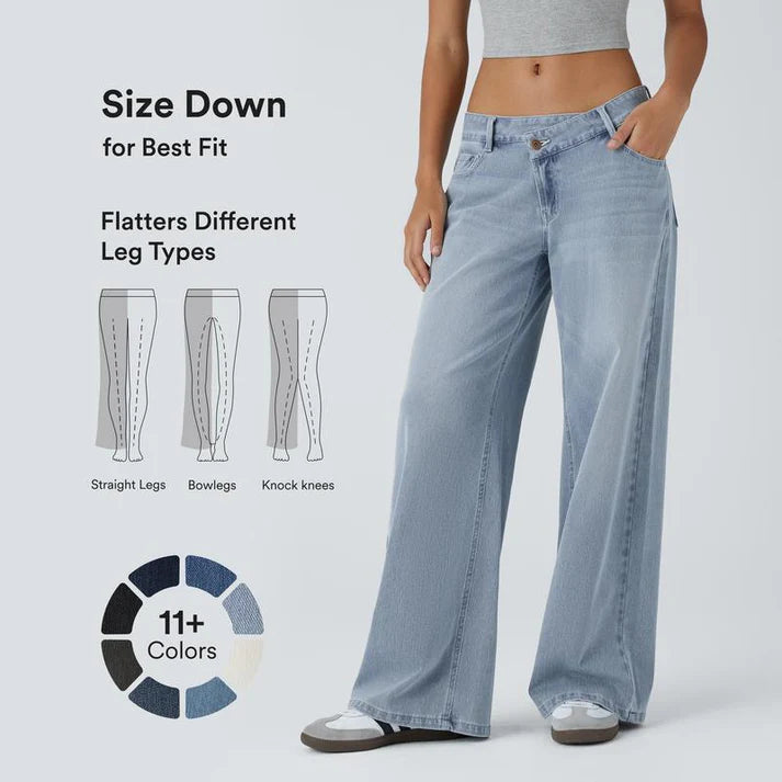 Lounge Flex PerfectFit™ Asymmetric Baggy Wide-Leg Jeans