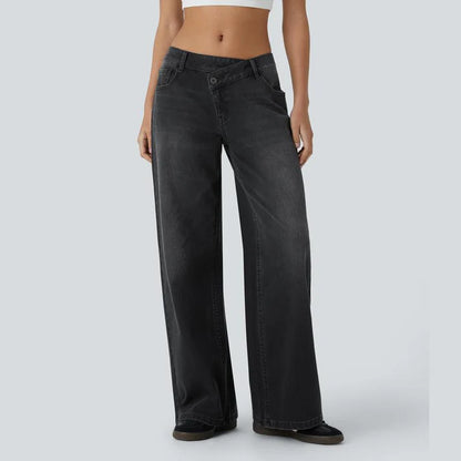 Lounge Flex PerfectFit™ Asymmetric Baggy Wide-Leg Jeans