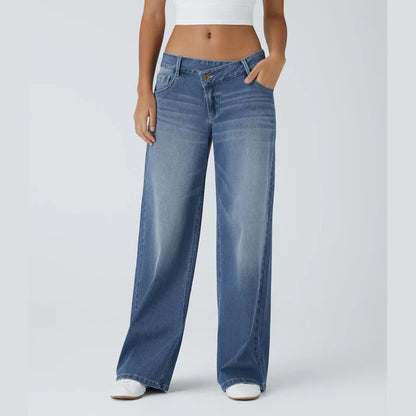 Lounge Flex PerfectFit™ Asymmetric Baggy Wide-Leg Jeans