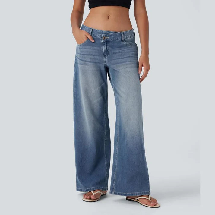 Lounge Flex PerfectFit™ Asymmetric Baggy Wide-Leg Jeans