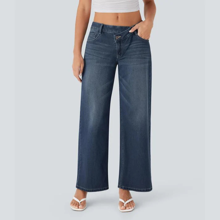 Lounge Flex PerfectFit™ Asymmetric Baggy Wide-Leg Jeans